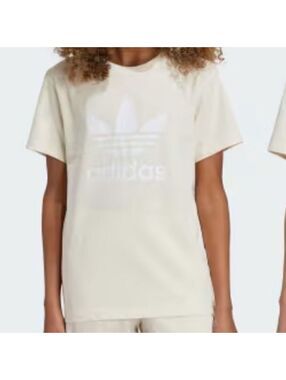 Adidas Originals Trefoil Beige Neutral White Relaxed  Short Sleeve Tee Shirt XS